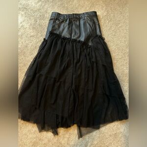 NWT Free People Ragdoll Tutu Skirt - Black Vegan Leather Tulle Size 8